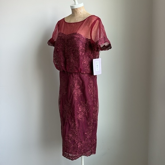 JS Collections EMBROIDERED BLOUSON MIDI DRESS Size 14 - Picture 7 of 12
